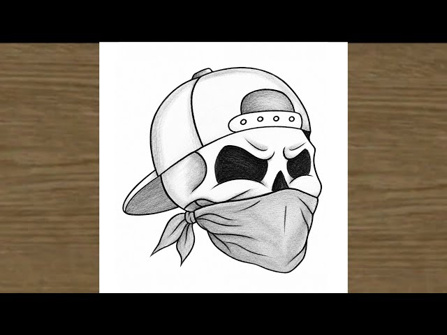 💀 Masked Skull Drawing with a Backwards Cap | Realistic Pencil Art Tutorial