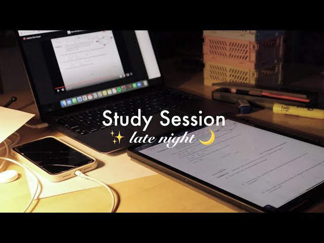 【Study Session】late night study with me 🔥🪵 fire sounds 1hour
