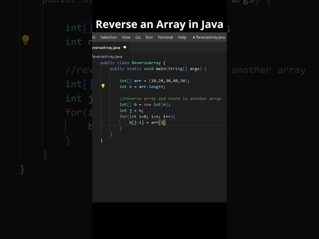 Reverse an Array in Java | #java #shorts #programming