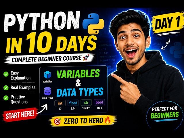 Python in 10 Days | Day 1: Variables & Data Types for Beginners (2026) 🚀