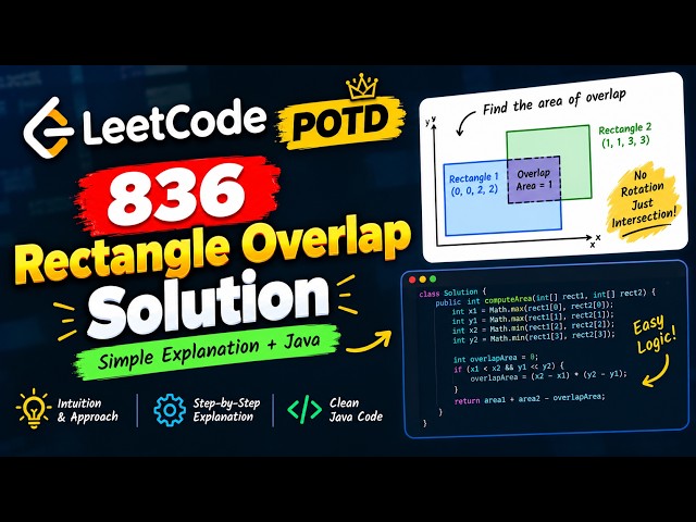 LeetCode 836 – Rectangle Overlap | POTD Solution Explained | Java | Easy Approach