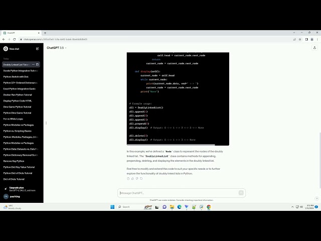 doubly linked list in python code