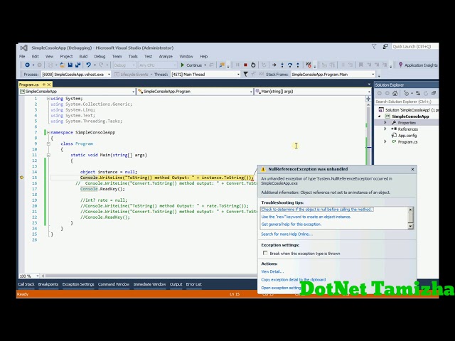 Difference : ToString() Vs Convert.ToString | DotNet Tamizha | Tamil