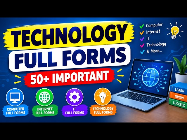 Technology Full Forms | 50+ Important Computer & Tech Full Forms | Easy Learning
