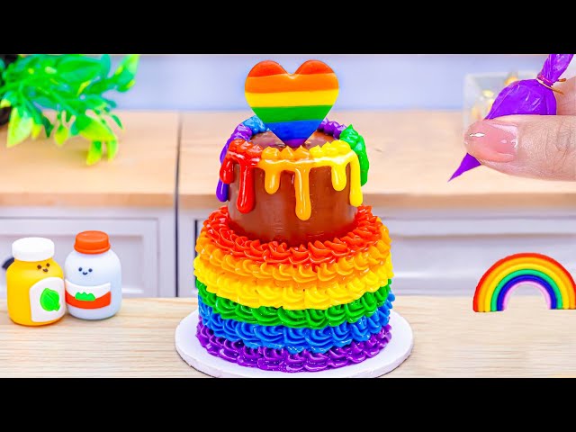 Mini Rainbow Cake Recipe With Chocolate🌈Sweet Rainbow Chocolate Cake🍫HT Mini Cakes
