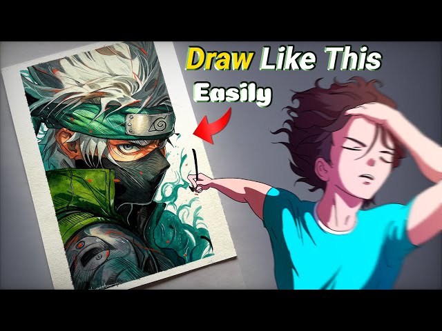 Step By Step Kakashi Hatake Drawing With Watercolours Tutorial For Beginners.
