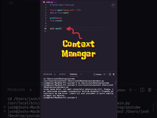 Read Text Files in Python with a Context Manager #pythontutorial #shorts