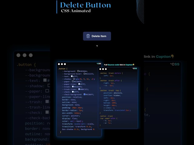 Delete button css animated #css #cssdeletebutton #cssanimation #csswebsite #htmlcss