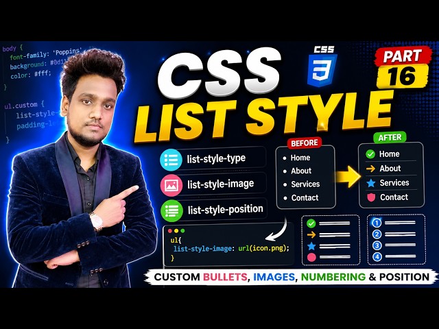 HTML CSS में List Styling करना? यह Tutorial देखें | Custom Bullets और Icons