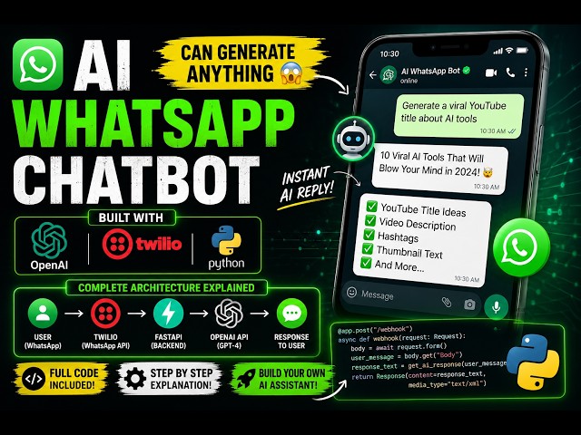 This AI WhatsApp Chatbot Can Generate Text 🤯 | OpenAI + Twilio + Python #AI Part-1