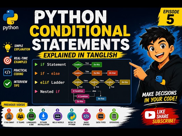 Python Conditional Statements Explained in Tanglish | if, if else, elif & Nested if | PythonPlaylist