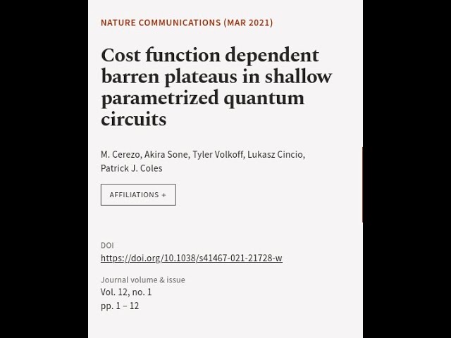 Cost function dependent barren plateaus in shallow parametrized quantum circuits | RTCL.TV