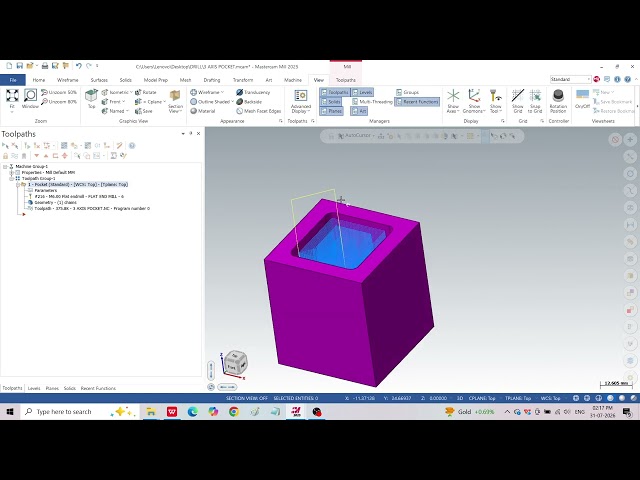 MASTERCAM POCKET PROGRAMMING ( NO VOICE )