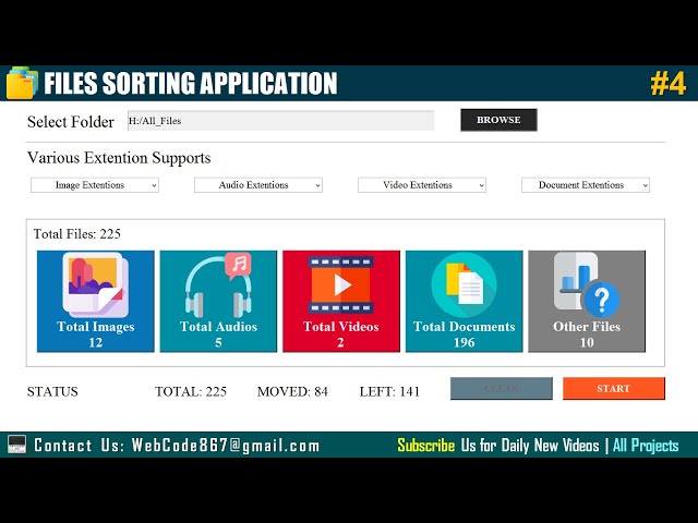 (GUI) File Sorting Application in Python | With Image Icons and Status Bar | #Part4