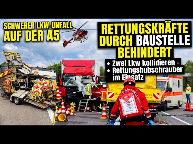 Serious accident on the A5 near Weinheim – Truck driver trapped and seriously injured