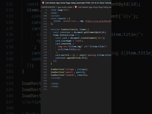 Coin Master App Home Page Using JavaScript  HTML CSS JS UI Clone Tutorial