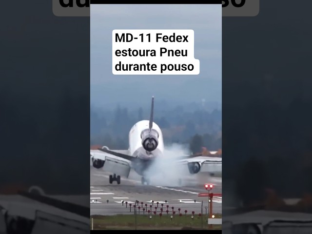 Md 11F da Fedex estoura Pneu durante o pouso com muito vento #shorts #viral #aviation #planespotting