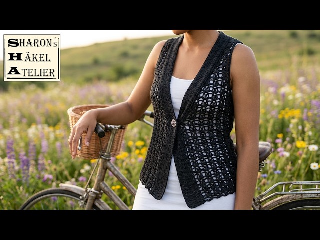 "Felicitas" Crochet Vest, Crochet Blouse, Vest, Crochet Top, Gilet, Chasuble 🌹 For Right-Handers