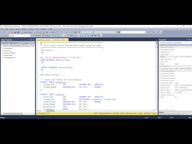 Create Database and Tables from Script