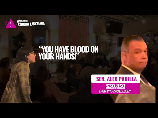 [STRONG LANGUAGE] Senator Alex Padilla disrupted & forced to cancel event by anti-genocide activists