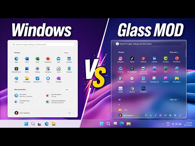 Windows 11 But Made of Glass Blur Mode - Full Setup