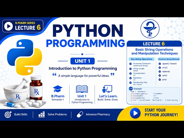 BP101T | Basic of Python Programming for Pharmaceutical sciences | Lecture 6 | Chapter 1