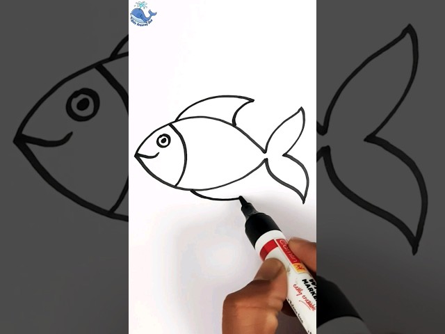 Very Easy! Fish Drawing For Kids || How To Draw a Fish || Kids Step By Step Drawing #kids #shorts