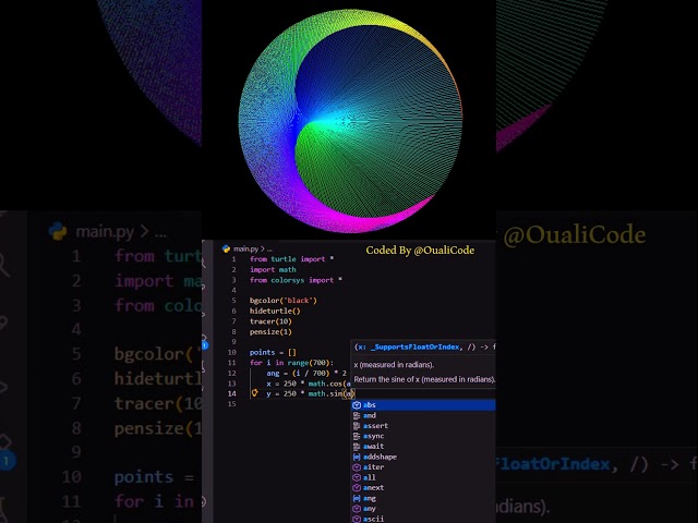 Python Turtle 🔥✨ #python #programming #graphics#coding#shorts#oualicode