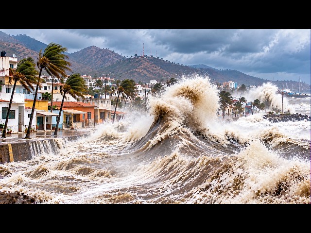 ¡El huracán Polo golpea México dos veces! 🌀 Olas masivas, calles convertidas en ríos e inundacion...