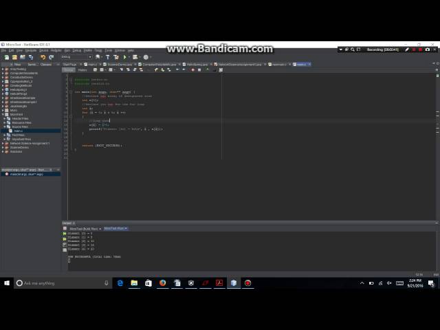 C -for loop inputting elements into array