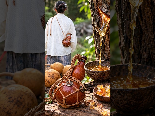 Turning a Dried Gourd Into a Waterproof Bottle Using Tree Sap! 🪵💧 #didyouknow #Shorts