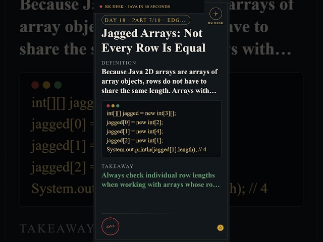 Day 18 Pt 7/10: Jagged Arrays: Not Every Row Is Equal #Shorts