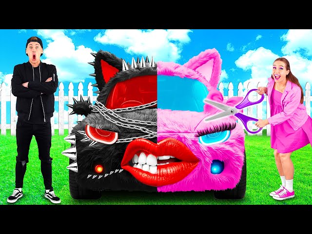 Coche Rosa vs Coche Negro Desafío | Impresionante Desafío Creativo por PaRaRa Challenge