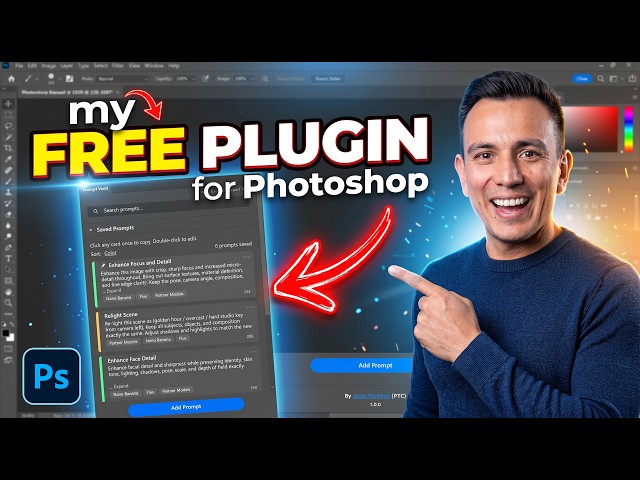 My FREE Photoshop Plugin Puts AI Prompts 1-Click Away!