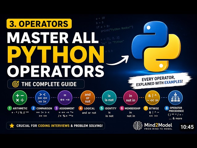 3. Operators in Python | Arithmetic, Comparison, Assignment, Logical, Identity, Membership & Bitwise
