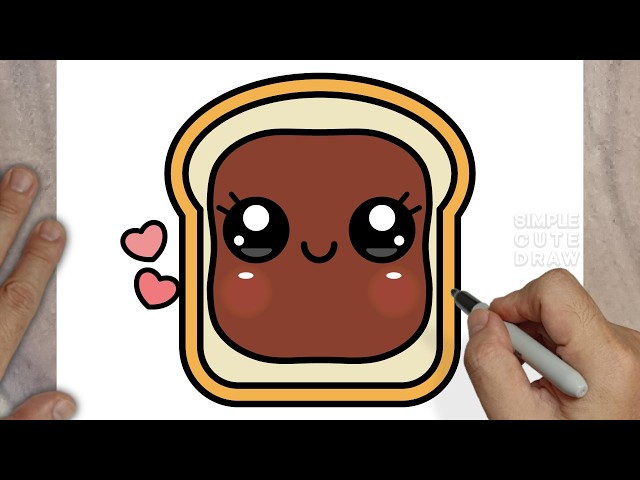 How to Draw Cute Toast Easy | Kawaii Bread Drawing Step by Step