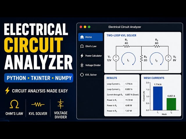 Electrical Circuit Analyzer | Python Tkinter Project | KVL Solver & Circuit Analysis