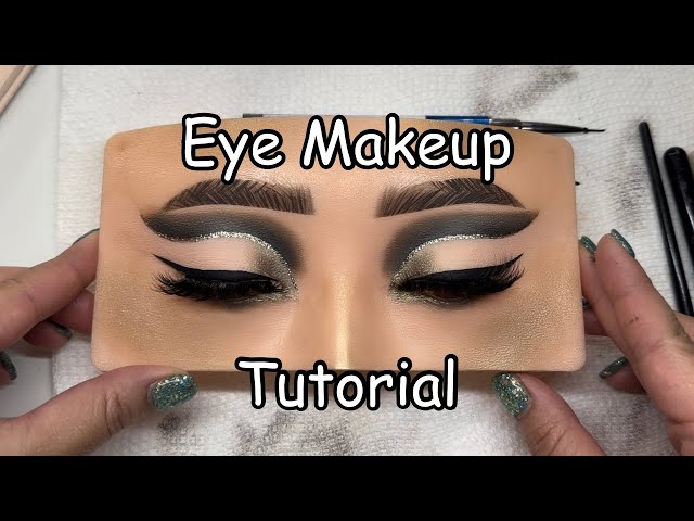 Dark Green Glitter Cut Crease On A Makeup Practice Board | Eye Makeup Tutorial