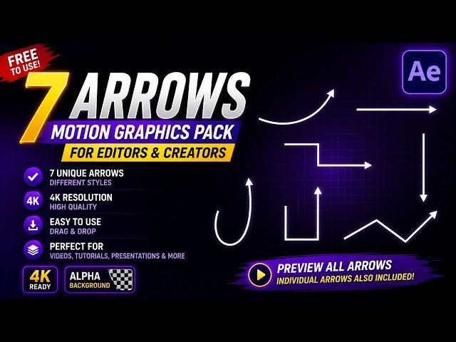 Free Arrow Animations for After Effects | Motion Graphics Arrows Pack#AfterEffects #ArrowAnimation