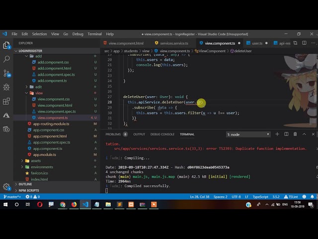 Angular 8 ( DELETE )  PHP/MySql Login Register and CRUD Operation