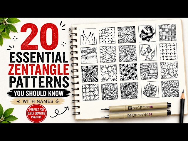 20 Essential Zentangle Patterns You Should Know | With Names