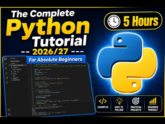 The Complete Python Tutorial for Beginners(No Coding Experience is Required) | Python Basics to OOP
