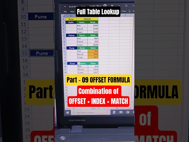 😱 Part -09 OFFSET Formula | Full Table Lookup by using Combination of Excel OFFSET + INDEX  + MATCH