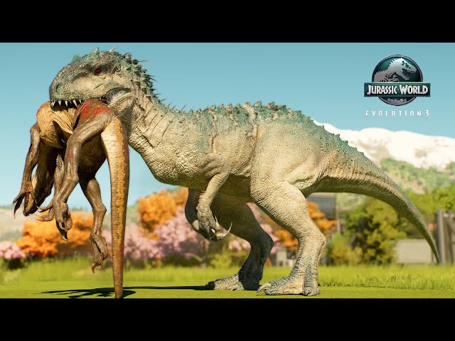 INDOMINUS REX VS ALL LARGE AND MEDIUM DINOSAURUS IN JAPAN MAP - JURASSIC WORLD EVOLUTION 3