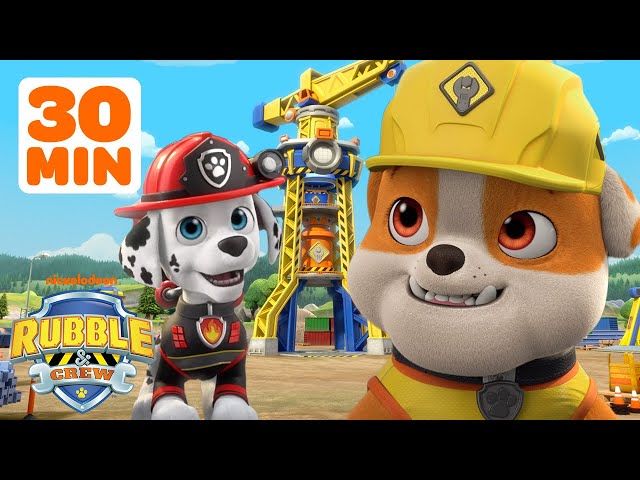 Rubble's Rescue Missions In Builder Cove! w/ PAW Patrol Marshall, Motor & Charger | Rubble & Crew