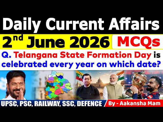 2nd June 2026 Current Affairs🔥 | Daily MCQs | Today’s Most Important MCQs #currentaffairs2026