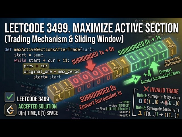 LeetCode 3499. Maximize Active Section with Trade I | Solution & Explanation - Coding Only