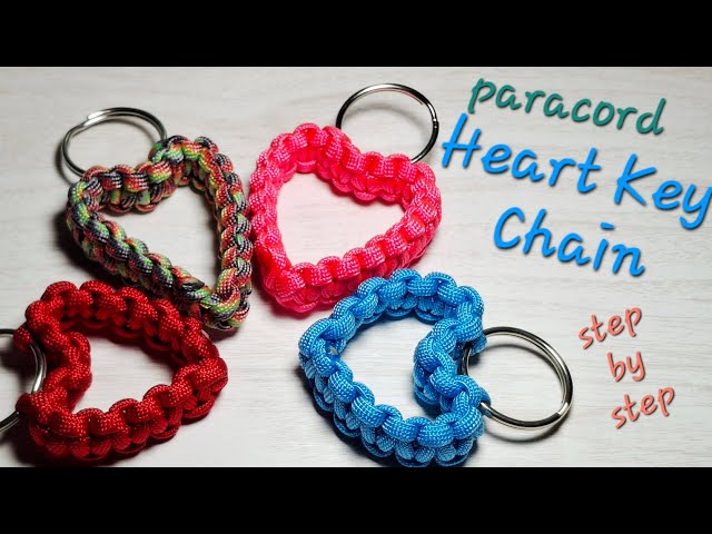 PARACORD Heart Key Chain| Easy Square Knot | Step by Step Tutorial Video 