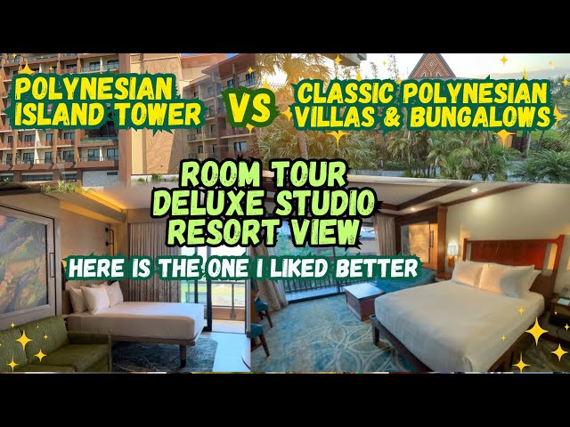 Polynesian Island Tower Deluxe Studio Resort View Room Tour VS Classic Polynesian DVC Studio Room