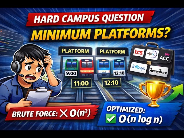 Problem Statement: Most Students FAIL In This Question😱 |Minimum Platforms Problem🚆Frequently Asked🔥